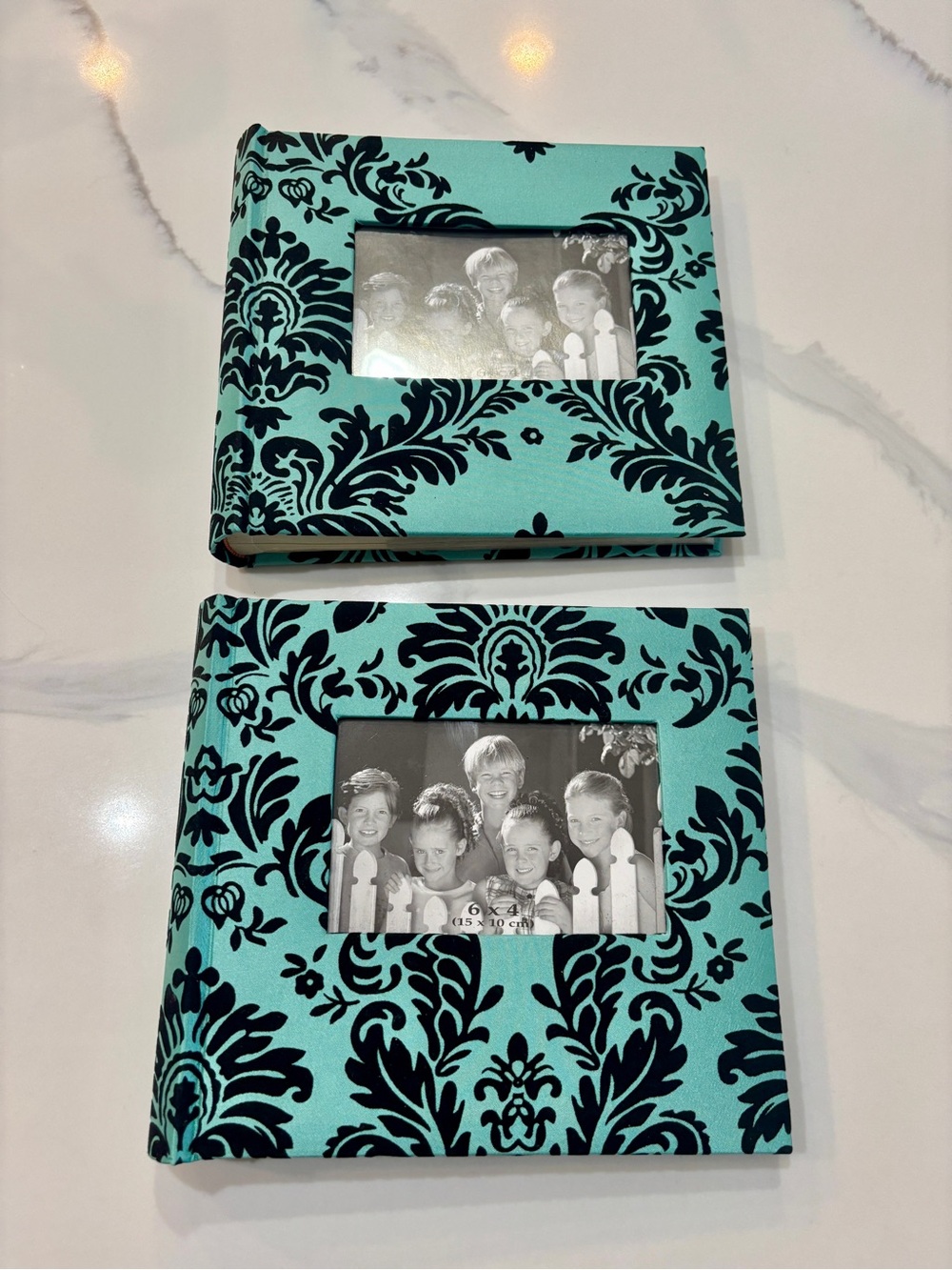 Turquoise and Black Damask Photo Albums Set